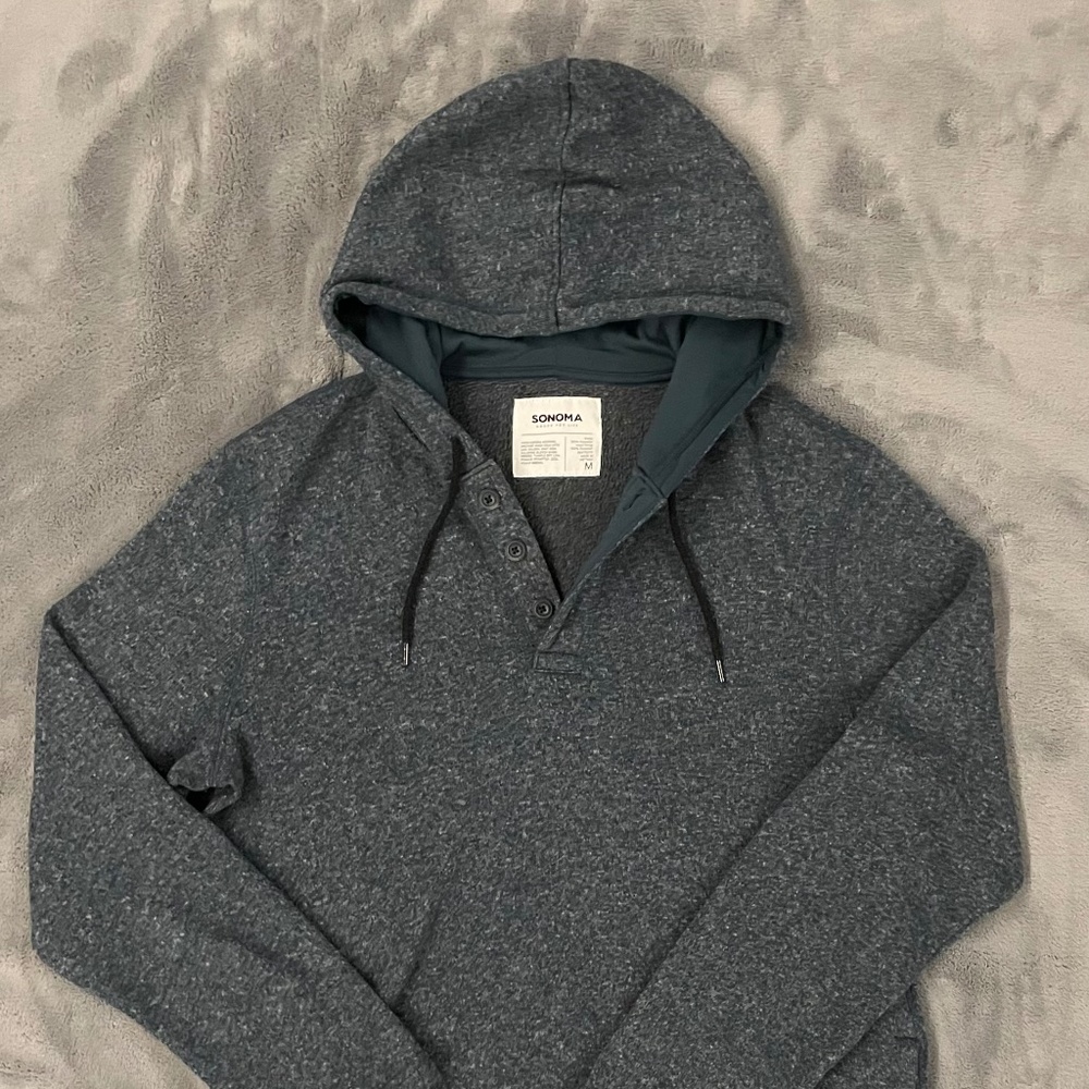 Sonoma Mens Blue Long Sleeve Hoodie Sweatshirt